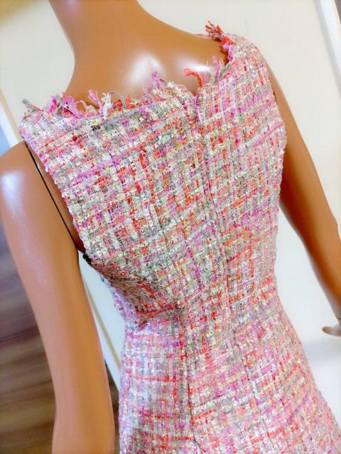 新品★ピンクツイードラメワンピ★パールボタン★xs < 女性ファッション  新品★ピンクツイードラメワンピ★パールボタン★xs < 女性ファッションの