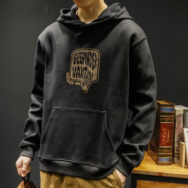 ◆裏起毛プルオーバーロゴフードパーカー ブラック エイトボアー◆黒k09 < 男性ファッション  ◆裏起毛プルオーバーロゴフードパーカー ブラック エイトボアー◆黒k09 < 男性ファッションの