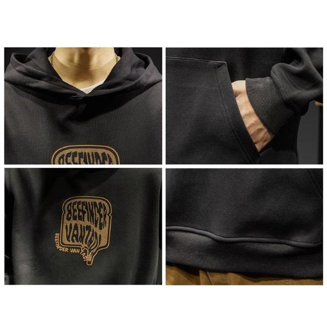 ◆裏起毛プルオーバーロゴフードパーカー ブラック エイトボアー◆黒k09 < 男性ファッション  ◆裏起毛プルオーバーロゴフードパーカー ブラック エイトボアー◆黒k09 < 男性ファッションの