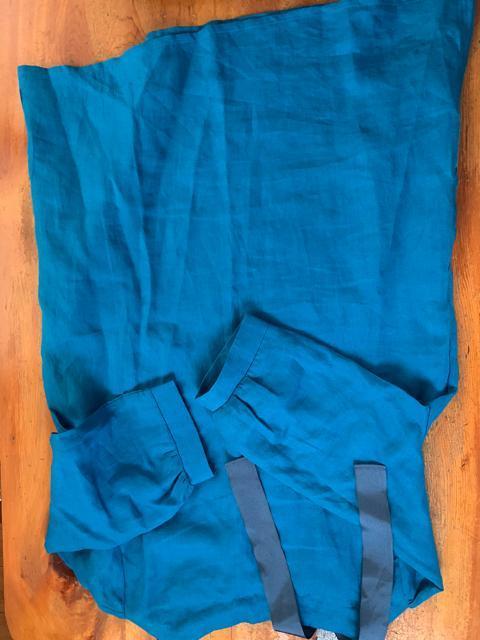 韓國製 麻100% 青ワンピース サイズフリ 送料無料 < 女性ファッション  韓國製 麻100% 青ワンピース サイズフリ 送料無料 < 女性ファッションの