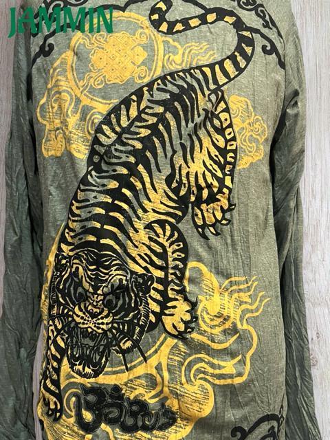 虎ロンT エスニック アジアン タイガー ヒッピー 魔除け 個性派 寅 < 男性ファッション 虎ロンT エスニック アジアン タイガー ヒッピー 魔除け 個性派 寅 < 男性ファッションの