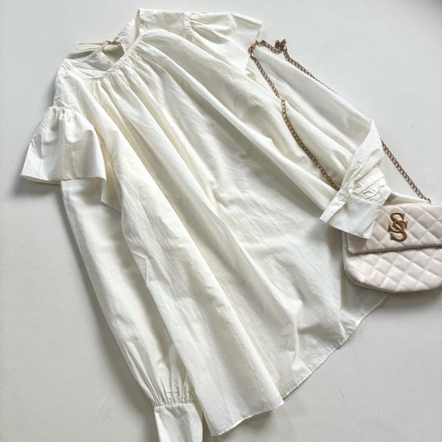 ◆美品◆エイミーイストワール◆フリル長袖ブラウス◆チュニック◆アイボリー白◆F < 女性ファッション ◆美品◆エイミーイストワール◆フリル長袖ブラウス◆チュニック◆アイボリー白◆F < 女性ファッションの