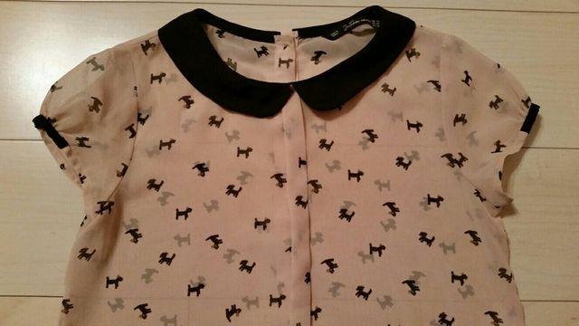 ●ZARA●シースルーdog柄ブラウス/size EUR XS < ブランド  ●ZARA●シースルーdog柄ブラウス/size EUR XS < ブランドの