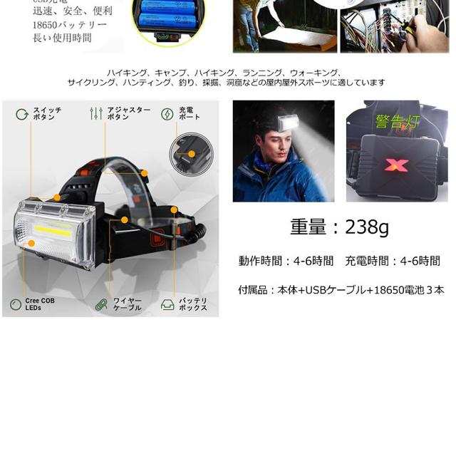 ヘッドライト 充電式 広角 広範囲 超強力 COB LED ヘッドランプ < レジャー/スポーツ  ヘッドライト 充電式 広角 広範囲 超強力 COB LED ヘッドランプ < レジャー/スポーツの