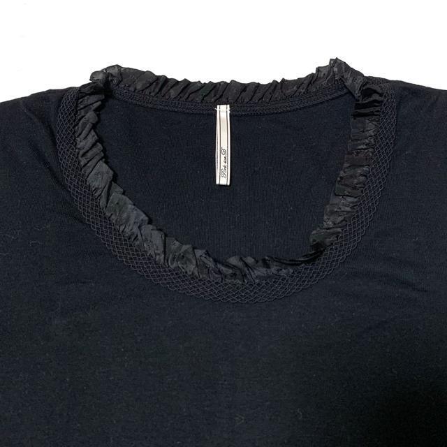【美品】ストレッチ丸首長袖コットンTシャツ/黒/M/綿100% < 女性ファッション  【美品】ストレッチ丸首長袖コットンTシャツ/黒/M/綿100% < 女性ファッションの