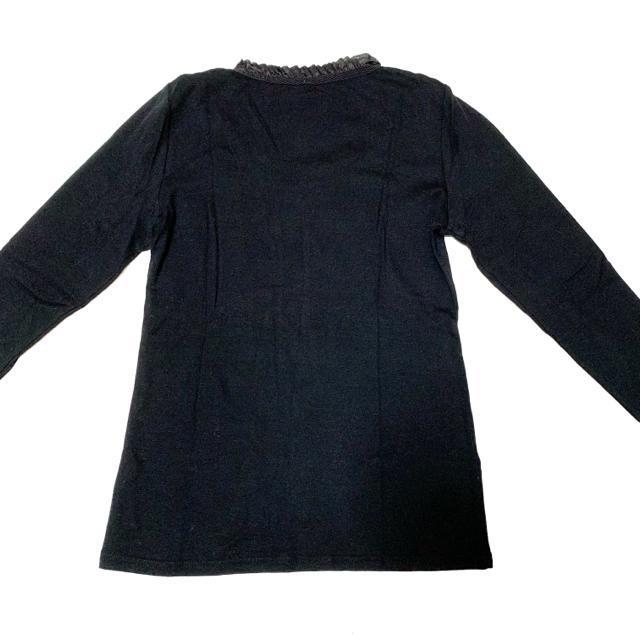 【美品】ストレッチ丸首長袖コットンTシャツ/黒/M/綿100% < 女性ファッション  【美品】ストレッチ丸首長袖コットンTシャツ/黒/M/綿100% < 女性ファッションの