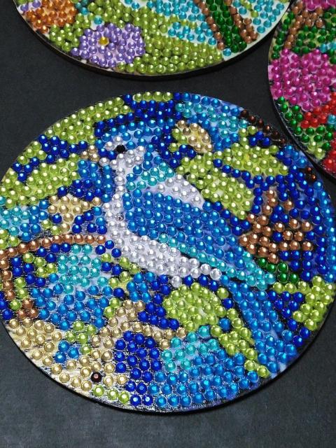 ハンドメイド★ダイヤモンドアート キラキラ綺麗な鳥と花のコースターセット@ < インテリア/ライフ  ハンドメイド★ダイヤモンドアート キラキラ綺麗な鳥と花のコースターセット@ < インテリア/ライフの
