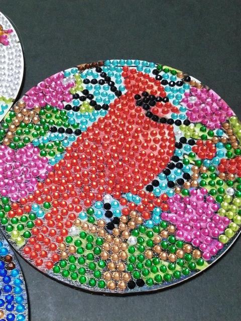 ハンドメイド★ダイヤモンドアート キラキラ綺麗な鳥と花のコースターセット@ < インテリア/ライフ  ハンドメイド★ダイヤモンドアート キラキラ綺麗な鳥と花のコースターセット@ < インテリア/ライフの