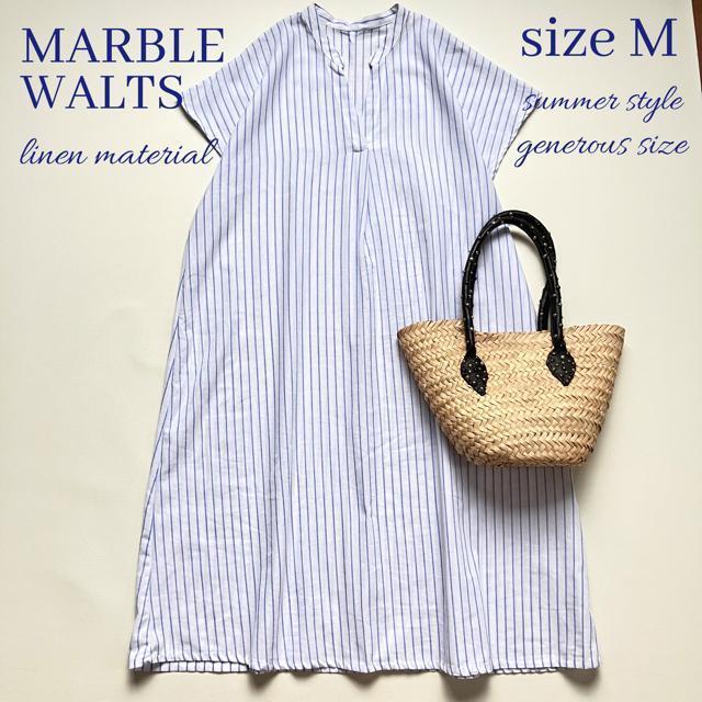 ◆美品◆大きいサイズ感◆リネン混半袖シャツワンピース◆チュニック◆白×青◆水色 < 女性ファッション  ◆美品◆大きいサイズ感◆リネン混半袖シャツワンピース◆チュニック◆白×青◆水色  < 女性ファッションの