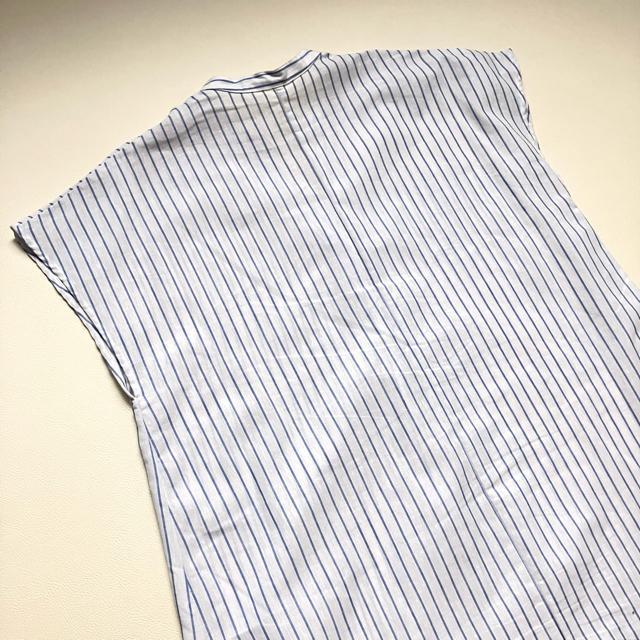 ◆美品◆大きいサイズ感◆リネン混半袖シャツワンピース◆チュニック◆白×青◆水色 < 女性ファッション  ◆美品◆大きいサイズ感◆リネン混半袖シャツワンピース◆チュニック◆白×青◆水色 < 女性ファッションの