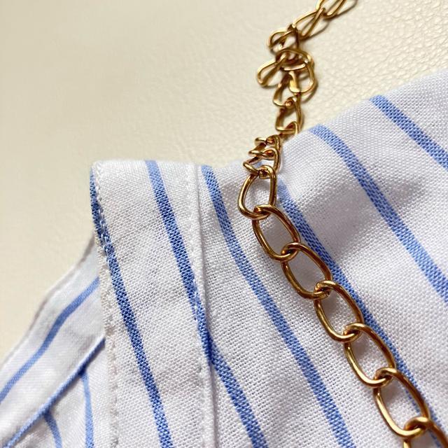 ◆美品◆大きいサイズ感◆リネン混半袖シャツワンピース◆チュニック◆白×青◆水色 < 女性ファッション  ◆美品◆大きいサイズ感◆リネン混半袖シャツワンピース◆チュニック◆白×青◆水色 < 女性ファッションの