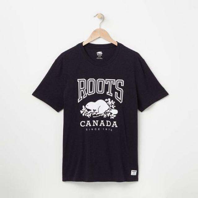 日本未入荷 Roots ロゴ入り メンズTシャツ サイズM NAVY  < 男性ファッション  日本未入荷 Roots ロゴ入り メンズTシャツ サイズM NAVY   < 男性ファッションの