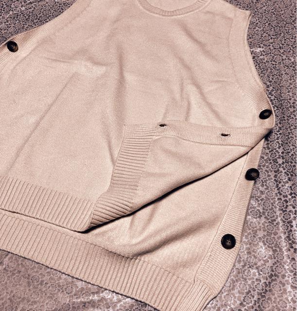 ニットベスト セーター サイドボタン付き ベージュ 大きいサイズ < 女性ファッション  ニットベスト セーター サイドボタン付き ベージュ 大きいサイズ < 女性ファッションの
