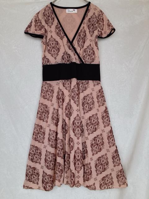 キャプスリーブ Vネック クラシカル フロッキー プリント ワンピース F N2m < 女性ファッション  キャプスリーブ Vネック クラシカル フロッキー プリント ワンピース F N2m  < 女性ファッションの