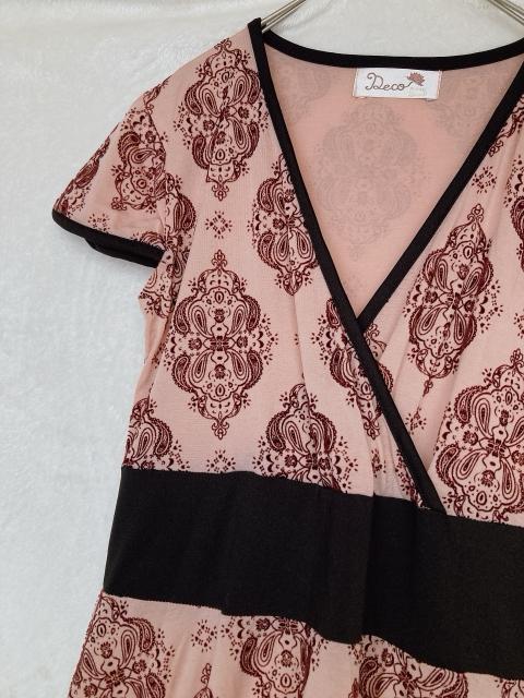 キャプスリーブ Vネック クラシカル フロッキー プリント ワンピース F N2m < 女性ファッション  キャプスリーブ Vネック クラシカル フロッキー プリント ワンピース F N2m < 女性ファッションの