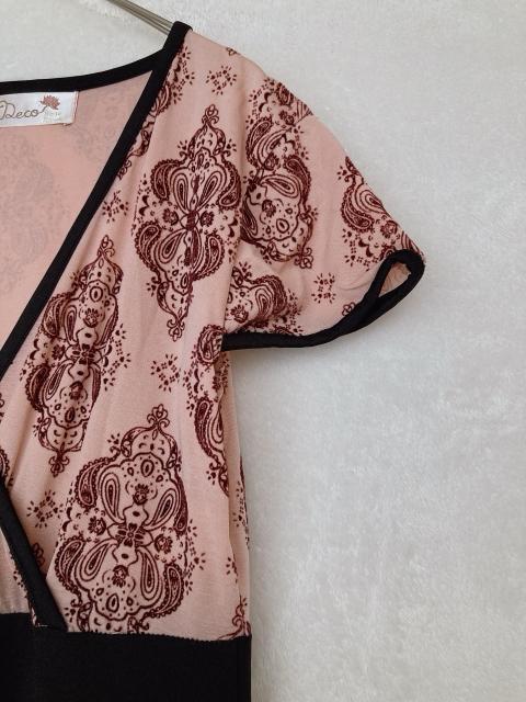 キャプスリーブ Vネック クラシカル フロッキー プリント ワンピース F N2m < 女性ファッション  キャプスリーブ Vネック クラシカル フロッキー プリント ワンピース F N2m < 女性ファッションの