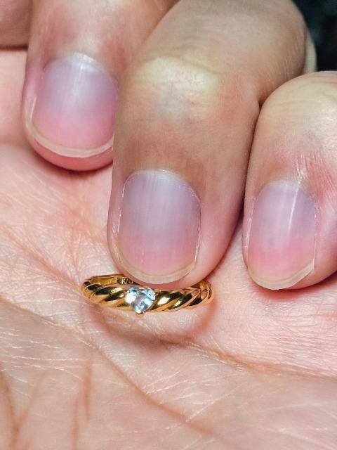 K18金★綺麗なGOLD映える☆可愛いハート型アクアマリンリングさん♪ < 女性アクセサリー/時計 K18金★綺麗なGOLD映える☆可愛いハート型アクアマリンリングさん♪ < 女性アクセサリー/時計の