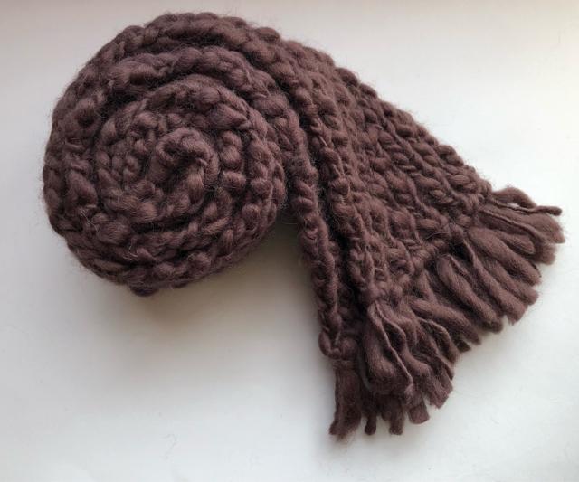 ハンドメイド ぽこぽこ マフラー ウール100% ブラウン 男女兼用 < 女性ファッション  ハンドメイド ぽこぽこ マフラー ウール100% ブラウン 男女兼用 < 女性ファッションの