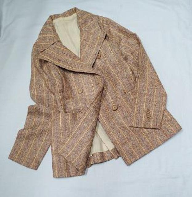 ◆昭和レトロ ヴィンテージジャケット/ストライプ柄 キッズジャケット/劇団 舞台衣裳/ブラウン/サイズ120相当 < キッズ/ベビー ◆昭和レトロ ヴィンテージジャケット/ストライプ柄 キッズジャケット/劇団 舞台衣裳/ブラウン/サイズ120相当 < キッズ/ベビーの