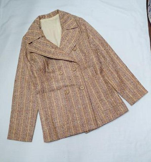 ◆昭和レトロ ヴィンテージジャケット/ストライプ柄 キッズジャケット/劇団 舞台衣裳/ブラウン/サイズ120相当 < キッズ/ベビー ◆昭和レトロ ヴィンテージジャケット/ストライプ柄 キッズジャケット/劇団 舞台衣裳/ブラウン/サイズ120相当 < キッズ/ベビーの