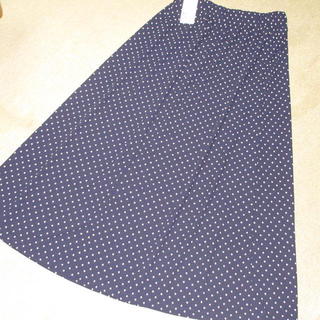 未使用タグ付☆UNIQLO*クレープジャージースカート(ネイビー)ドット模様*フレアスカート < ブランド  未使用タグ付☆UNIQLO*クレープジャージースカート(ネイビー)ドット模様*フレアスカート  < ブランドの