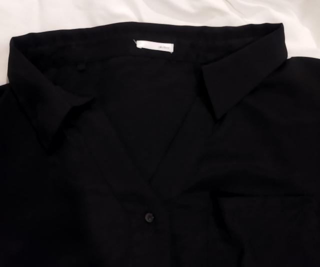 philter 黒 サテン ビック 抜き衿シャツ ボーイフレンドシャツ < 女性ファッション  philter 黒 サテン ビック 抜き衿シャツ ボーイフレンドシャツ < 女性ファッションの