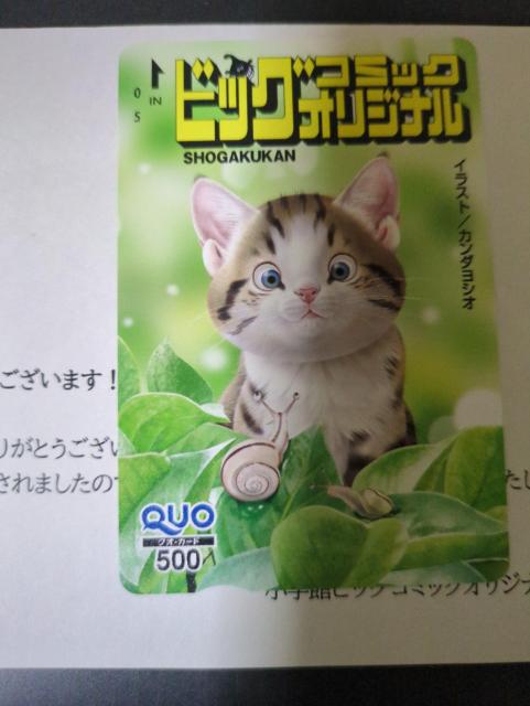 ビッグコミックオリジナル猫抽プレ当選クオカード < チケット/金券  ビッグコミックオリジナル猫抽プレ当選クオカード  < チケット/金券の
