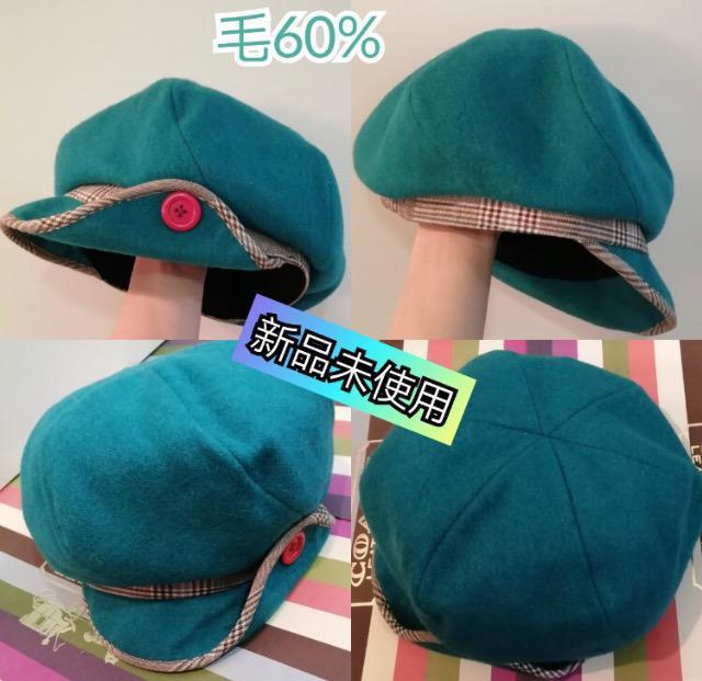 ★特価★新品未使用高級キャンバス帽子ブルー小顔効果ウール毛品薄レアチェック柄ステッチ < 女性ファッション  ★特価★新品未使用高級キャンバス帽子ブルー小顔効果ウール毛品薄レアチェック柄ステッチ  < 女性ファッションの
