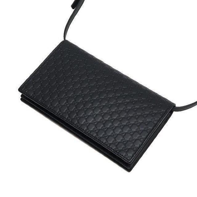◆ 本物 新品同様 ◆ GUCCI グッチ ショルダーバッグ ポシェット 長財布 レザー ブラック 黒 袋 箱 人気 466507 < ブランド  ◆ 本物 新品同様 ◆ GUCCI グッチ ショルダーバッグ ポシェット 長財布 レザー ブラック 黒 袋 箱 人気 466507 < ブランドの