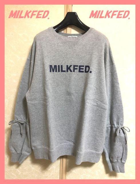 ☆ミルクフェド☆超美品レア♪完売両面色違いロゴリボン袖ロングスウェット☆ < ブランド ☆ミルクフェド☆超美品レア♪完売両面色違いロゴリボン袖ロングスウェット☆ < ブランドの