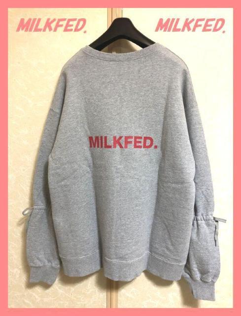 ☆ミルクフェド☆超美品レア♪完売両面色違いロゴリボン袖ロングスウェット☆ < ブランド ☆ミルクフェド☆超美品レア♪完売両面色違いロゴリボン袖ロングスウェット☆ < ブランドの