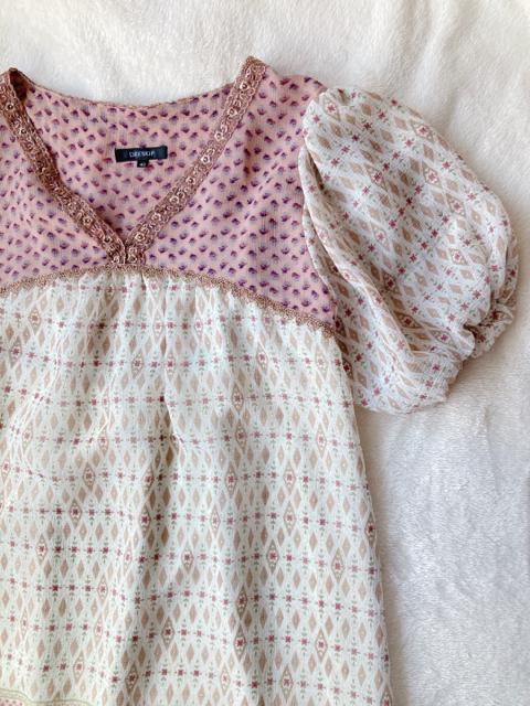 DRESKIP クラシカル 総柄 切替 半袖 チュニック ワンピース レース L N2m < ブランド  DRESKIP クラシカル 総柄 切替 半袖 チュニック ワンピース レース L N2m < ブランドの