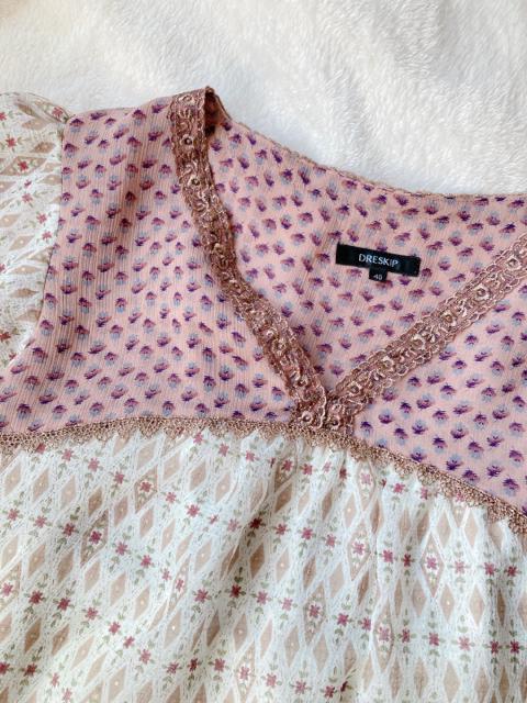 DRESKIP クラシカル 総柄 切替 半袖 チュニック ワンピース レース L N2m < ブランド  DRESKIP クラシカル 総柄 切替 半袖 チュニック ワンピース レース L N2m < ブランドの