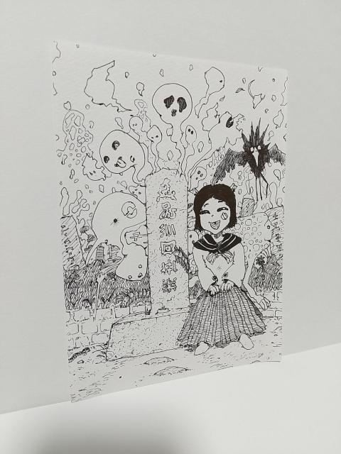 オリジナルイラスト 手描きイラスト 墓地 おばけ ハンドメイド 絵 モノクロ 白黒 アナログ アート インテリア 自作 原画 < アニメ/コミック/キャラクター  オリジナルイラスト 手描きイラスト 墓地 おばけ ハンドメイド 絵 モノクロ 白黒 アナログ アート インテリア 自作 原画 < アニメ/コミック/キャラクターの