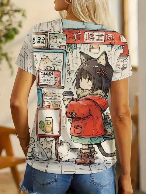 超お買い得1490円★レディース 日本アニメ猫Tシャツ - 半袖 丸首 かわいいアニメ猫 USAサイズM(日本サイズL相当) < 女性ファッション 超お買い得1490円★レディース 日本アニメ猫Tシャツ - 半袖 丸首 かわいいアニメ猫 USAサイズM(日本サイズL相当) < 女性ファッションの