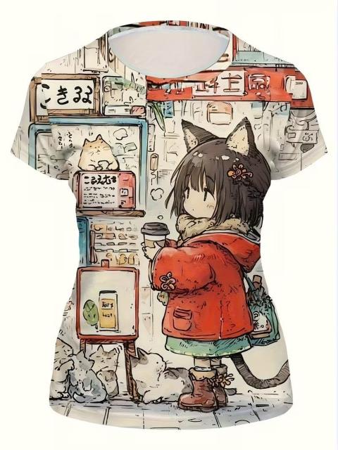 超お買い得1490円★レディース 日本アニメ猫Tシャツ - 半袖 丸首 かわいいアニメ猫 USAサイズM(日本サイズL相当) < 女性ファッション 超お買い得1490円★レディース 日本アニメ猫Tシャツ - 半袖 丸首 かわいいアニメ猫 USAサイズM(日本サイズL相当) < 女性ファッションの