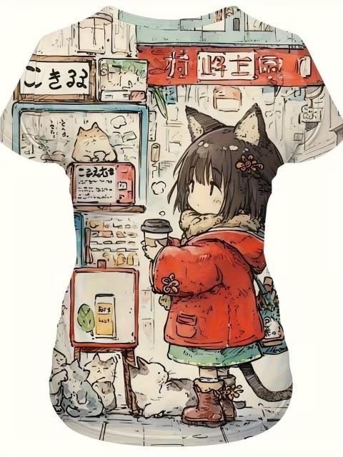 超お買い得1490円★レディース 日本アニメ猫Tシャツ - 半袖 丸首 かわいいアニメ猫 USAサイズM(日本サイズL相当) < 女性ファッション 超お買い得1490円★レディース 日本アニメ猫Tシャツ - 半袖 丸首 かわいいアニメ猫 USAサイズM(日本サイズL相当) < 女性ファッションの