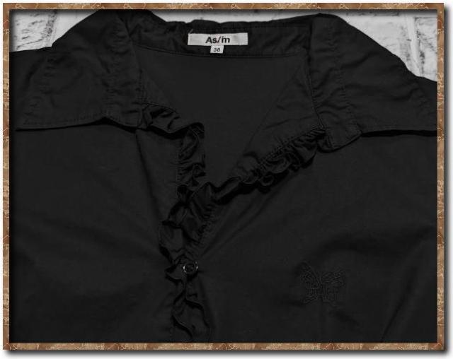 As/m 刺繍入り7分袖ブラウス 黒☆三陽商会 < 女性ファッション  As/m 刺繍入り7分袖ブラウス 黒☆三陽商会 < 女性ファッションの