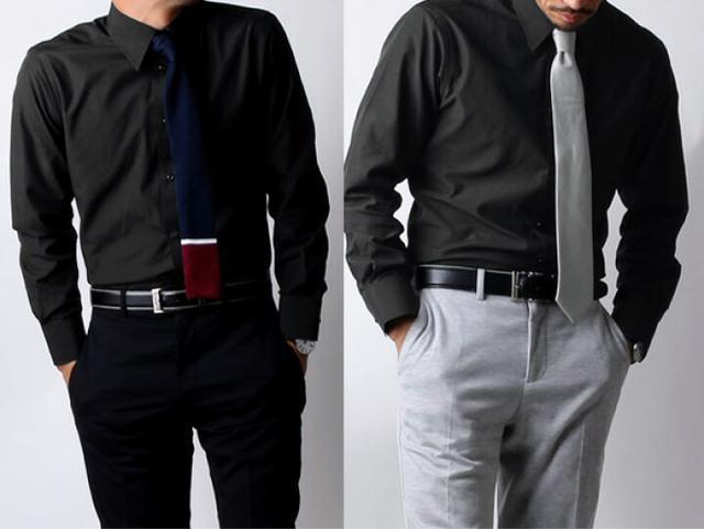 Lサイズ!高貴紳士的!高貴品格!男際立つ!男の黒!形態安定!長袖ボタンダウンワイシャツ!新品! < 男性ファッション  Lサイズ!高貴紳士的!高貴品格!男際立つ!男の黒!形態安定!長袖ボタンダウンワイシャツ!新品! < 男性ファッションの