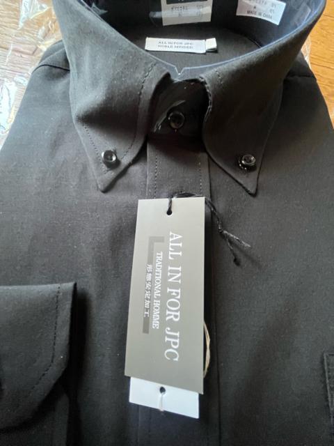 Lサイズ!高貴紳士的!高貴品格!男際立つ!男の黒!形態安定!長袖ボタンダウンワイシャツ!新品! < 男性ファッション  Lサイズ!高貴紳士的!高貴品格!男際立つ!男の黒!形態安定!長袖ボタンダウンワイシャツ!新品! < 男性ファッションの