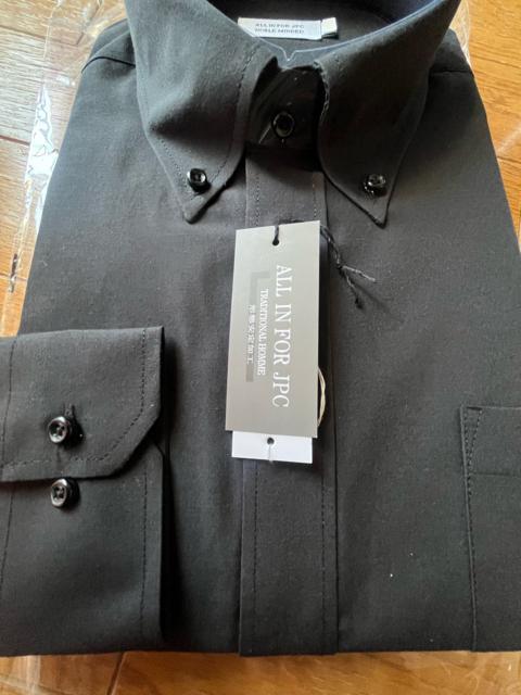 Lサイズ!高貴紳士的!高貴品格!男際立つ!男の黒!形態安定!長袖ボタンダウンワイシャツ!新品! < 男性ファッション  Lサイズ!高貴紳士的!高貴品格!男際立つ!男の黒!形態安定!長袖ボタンダウンワイシャツ!新品! < 男性ファッションの