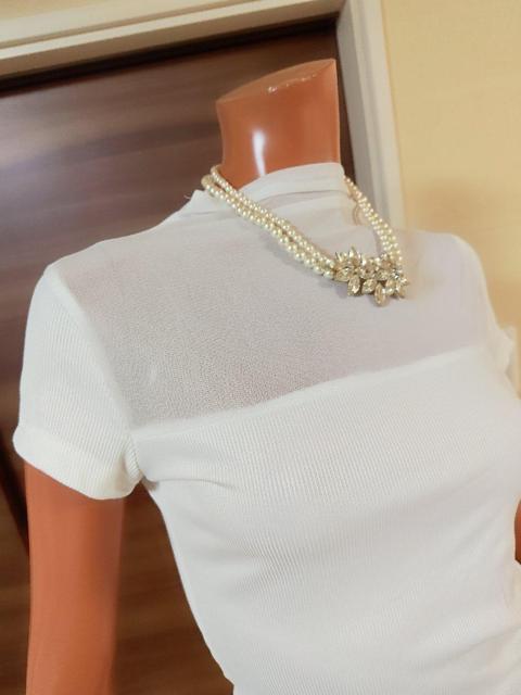 新品★S★ホワイト★タートル透けシフォンカットソー★ < 女性ファッション  新品★S★ホワイト★タートル透けシフォンカットソー★ < 女性ファッションの