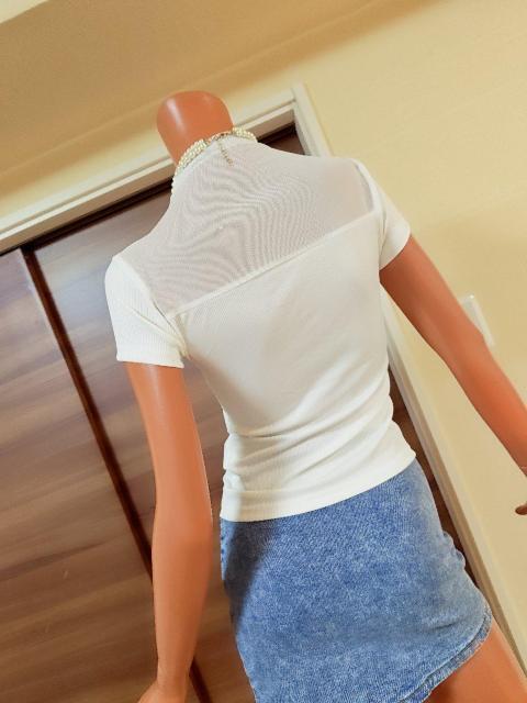 新品★S★ホワイト★タートル透けシフォンカットソー★ < 女性ファッション  新品★S★ホワイト★タートル透けシフォンカットソー★ < 女性ファッションの