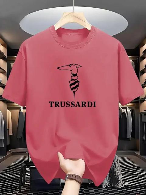 爆ヤス価格1090円★トゥルッサリ メンズ Tシャツ - スタイリッシュな夏T、犬プリント USAサイズM(日本サイズXL相当)桃 < 男性ファッション 爆ヤス価格1090円★トゥルッサリ メンズ Tシャツ - スタイリッシュな夏T、犬プリント USAサイズM(日本サイズXL相当)桃 < 男性ファッションの