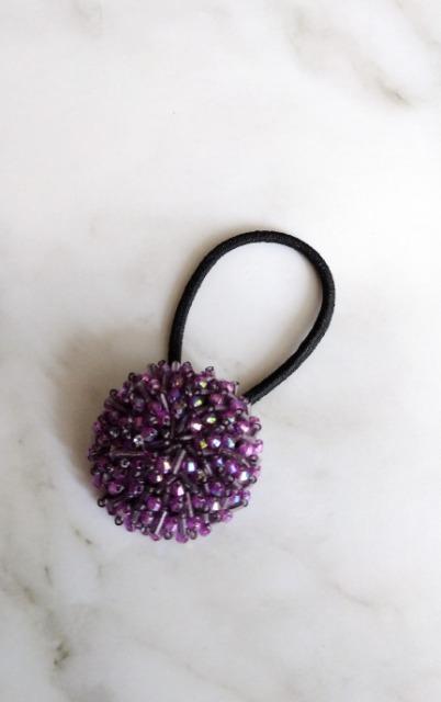 ハンドメイド ビーズ編みヘアゴム パープル < 女性ファッション ハンドメイド ビーズ編みヘアゴム パープル < 女性ファッションの