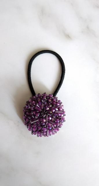 ハンドメイド ビーズ編みヘアゴム パープル < 女性ファッション ハンドメイド ビーズ編みヘアゴム パープル < 女性ファッションの