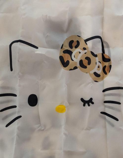 ハローキティ エコバッグ(白) ヒョウ柄リボン まつ毛GAL < おもちゃ ハローキティ エコバッグ(白) ヒョウ柄リボン まつ毛GAL < おもちゃの