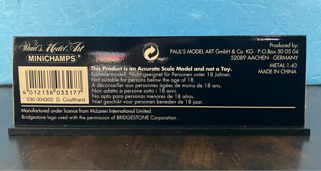ミニチャンプス 1/43 マクラーレンメルセデス MP/15 F1 F-1 レーシングカー ミニチュア ミニカー < ホビー ミニチャンプス 1/43 マクラーレンメルセデス MP/15 F1 F-1 レーシングカー ミニチュア ミニカー < ホビーの
