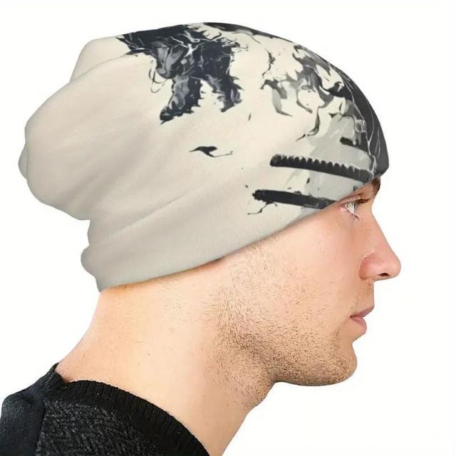 爆ヤス価格690円★ファンキーな日本のサムライアニマルプリントビーニー - メンズ用ストレッチニットキャップ < 男性ファッション  爆ヤス価格690円★ファンキーな日本のサムライアニマルプリントビーニー - メンズ用ストレッチニットキャップ < 男性ファッションの