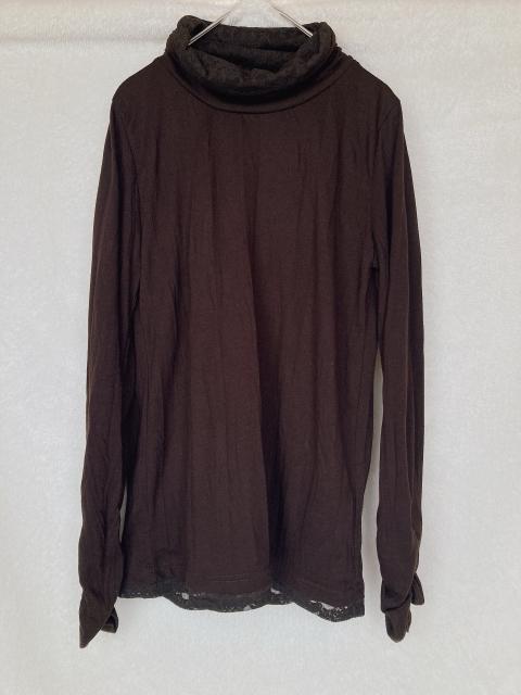 ダークブラウン タートルネック レースネック 長袖 インナー カットソー M N2m < 女性ファッション  ダークブラウン タートルネック レースネック 長袖 インナー カットソー M N2m  < 女性ファッションの